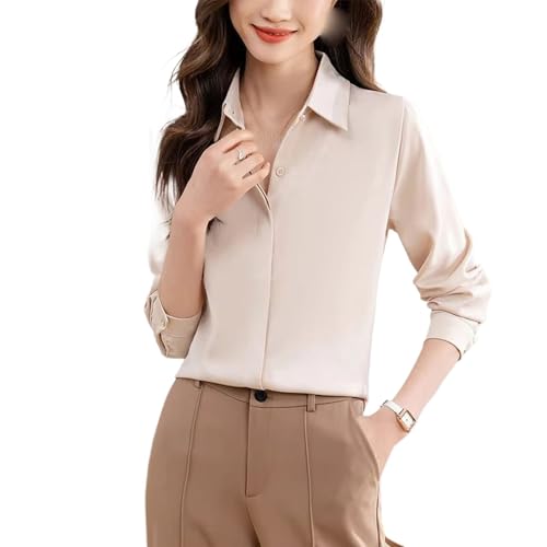Chemise satin femme manches longues blanche opaque anti-plis