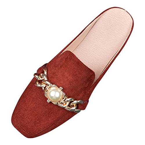 Genérico Zapatillas Negras Zapatillas Ortopedicas Mujer Pantuflas Planas de Media Punta con tacón de Cabeza Cuadrada Perezosa para Mujer Zapatos De Mujer con Horma Ancha Sneakers Mujer (RD2, 39)