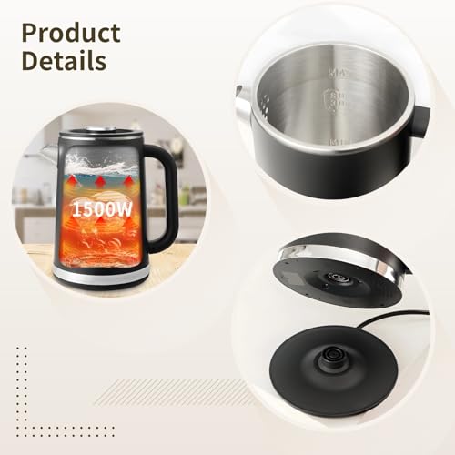 Hervidor eléctrico acero inoxidable negro 1.6L miniatura 4