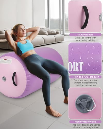 Image of Air Barrel - Air Roller Gymnastics Barrel for Back Handspring Trainer, Air Tumble Mat with Pump for Gym Training /Yoga Balance Exercise /Cheerleading /Home and Outdoor Use