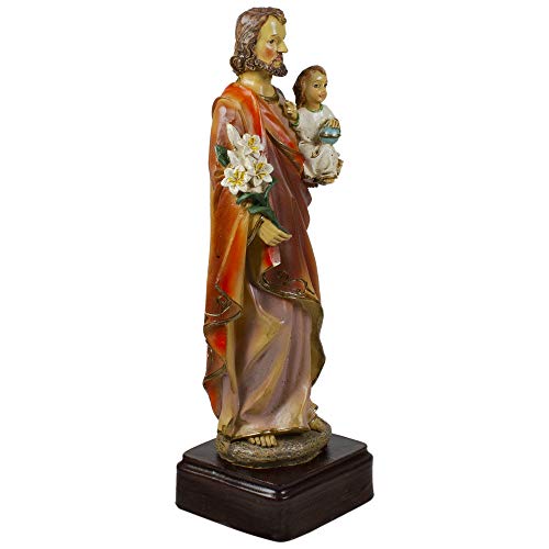Figura decorativa de San José de resina de 9 pulgadas miniatura 3