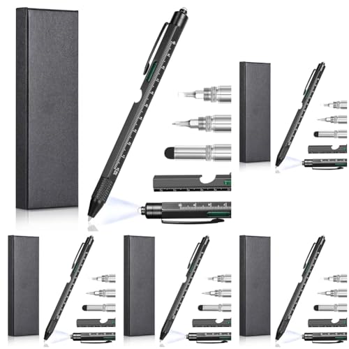 Vinabo Idee Cadeau Noel Homme Original Utile, Multifonction 9 en 1 Stylo, pour Papa, pour Anniversaire, Fete des Peres (Lot de 5)