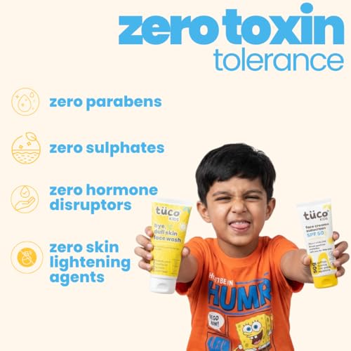 Image of Tuco Kids Bright Face Kit - Face Wash (100ml) & Face Cream & Sunscreen (50g) for Ages 3+ Kids, Paraben & Sulphate Free - Combo Pack of 2