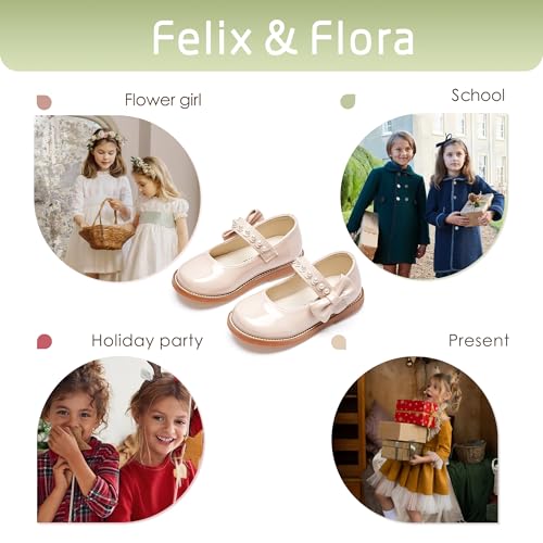 Image of Felix & Flora Toddler Girl Mary Jane Dress Shoes - School Oxford Flats for Girl Party Shoes.