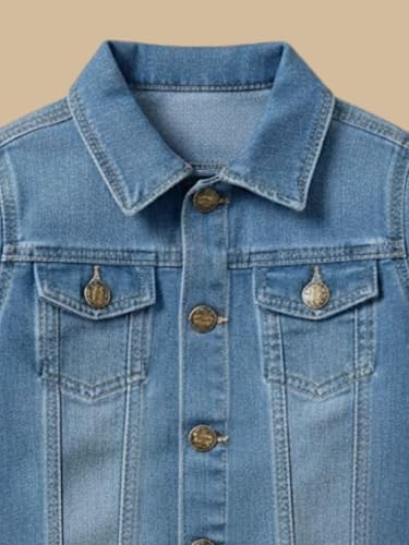 Image of A.T.U.N. (ALL THINGS UBER NICE) Trendy Boys Cotton Denim Jacket | Casual Outerwear with Full Button Front, Smart Collar & Pockets | Stylish Cotton Casual Kids Jacket for Everyday