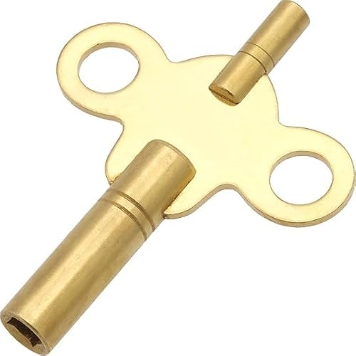 Harts Double-Ended Clock Winding Key, Solid Brass, Heavy Duty, 6 Size Combinations (Number 6-1.95mm)