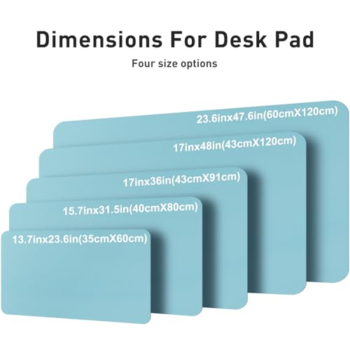 Image of Aothia Faux Leather Desk Mat - Large Mouse Pad, Non-Slip PU Leather Blotter, Waterproof Writing Surface for Office and Home (Blue Topaz, 47.2 inch x 23.6 inch)