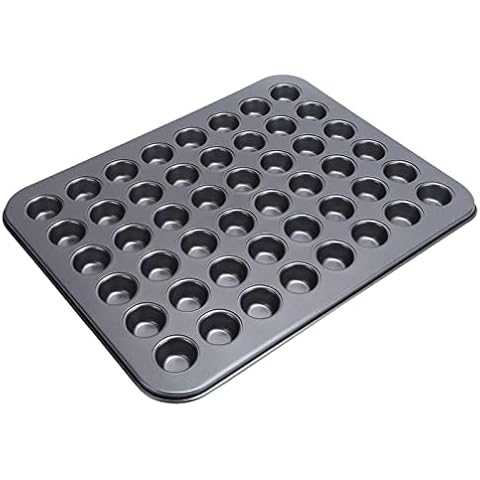 QiruIXinXi Mini Cupcake Tin Pan with 48 Grids Non Stick Carbon Steel Round Muffin Tray Pudding Baking Pan for Kitchen Bakery Cover