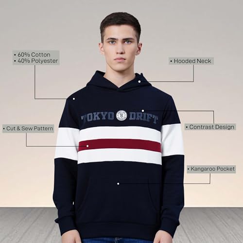 Image of Red Tape Cotton Blend Cut & Sew Hooded Neck Hoodie For Men | Everyday Comfort And Warmth | Your Go To Hooded Neck Hoodie
