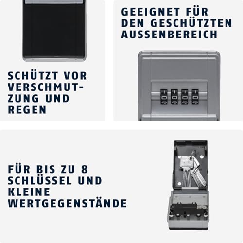 ABUS KeyGarage 727 Mini - Schlüsselbox zur Wandmontage - für bis zu 8 Schlüssel oder kleine Wertgegenstände - Schwarz-Silber
