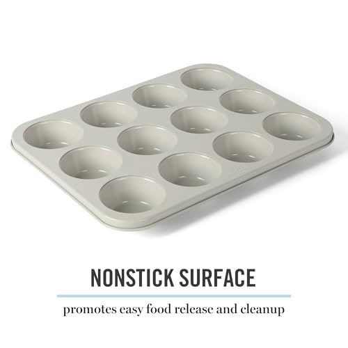Image of Martha Stewart Gallen 12 Cup Nonstick Carbon Steel Muffin and Cupcake Pan - Cool Grey, Durable Bakeware for Even Baking and Easy Release