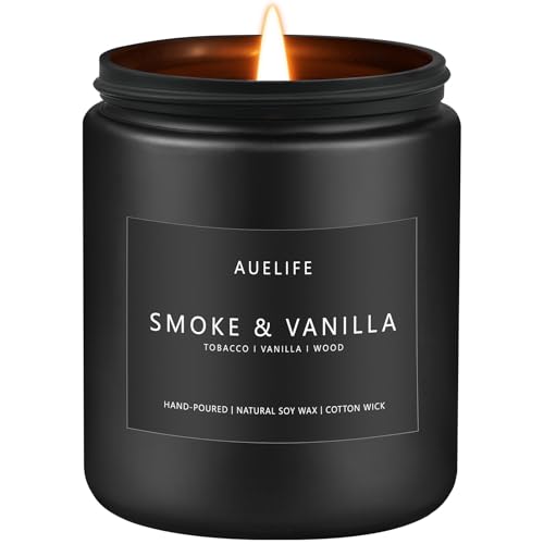 Auelife Smoke Vanilla Scented Candle 7 oz Soy Candle for Men