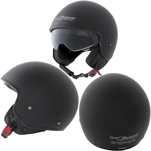 Casco Jet Scooter Moto Omologato ECE 22-06 Visiera Parasole Nero Opaco M