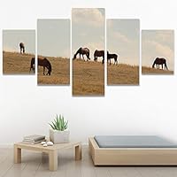 SIGNWIN 5 Panel Canvas Wall Art Animals Expressionism Group Modern Artwork for Home Decorations Ready to Hang - 60