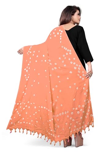 Image of Women Cotton Hand Printed Bandhani Design Dupatta | Ethnic Tie Die Print Dupatta (LENGTH 2.10M)