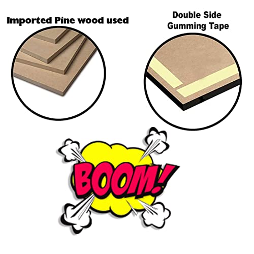 Image of PNF Poster And Frames Set of comic style speech bubbles with sound text effects. Quote Wall art & Door Hanging Frame For Kitchen, Dining, restaurants Decor | Walland home Decor for Living Room | Room Decor Wall Decor Items For Bedroom | (Wooden, 11x9 Inch,brown)-123-1