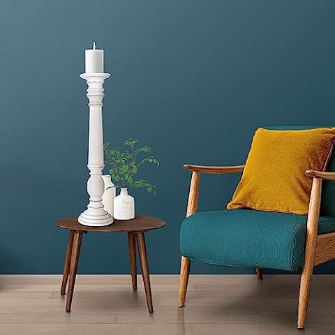 Elegant White Light Wooden Candle Holder Set Cover