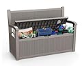 EasyUp 80 Gallon Outdoor Storage Bench Lockable Deck Box Outdoor Storage Box Waterproof for Patio,Garden,and Porch – Perfect for Storing Garden Tools and Cushions(Gray)