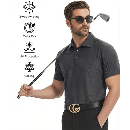 Image of TELALEO 4 /5 Pack Mens Polo Shirts Quick Dry Short Sleeve Golf T Shirt Performance Moisture Wicking Casual Workout