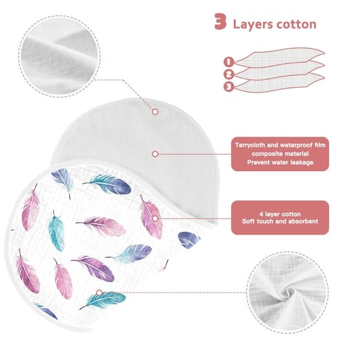 vvfelixl Hand Painted Feather Burp Cloths for Baby Boy Girls Baby Washcloths Burp Rags 1 Pack3