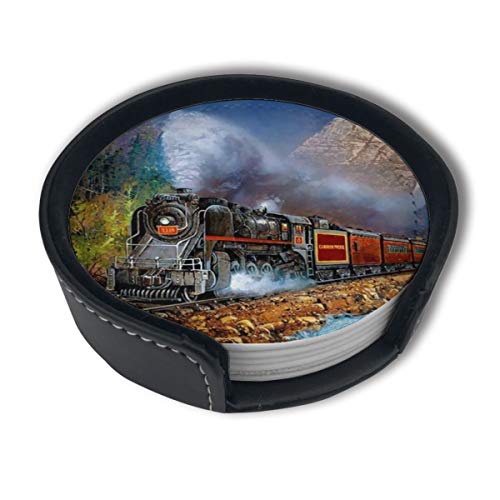Locomotive Train Art Steam Modern Coaster Drink Gift To Friends Man Woman's Unique Gift Funny Birthday Housewarming Gift Apartment Kitchen Room Bar Decoration Set Of 6