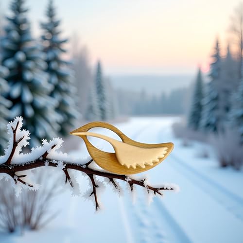Image of Wood Animal Wooden Brooch Pins,Brooch Pin with Wooden Animal Pattern,Creative Fashion Woodens Animals Brooch,Cute Vintage Sweater Clips(Bird),Brooches and Pins,Jewelry