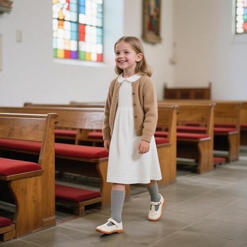 Image of GINFIVE Toddler Girls Dress Shoes Little Kids Flats School Mary Janes Shoes