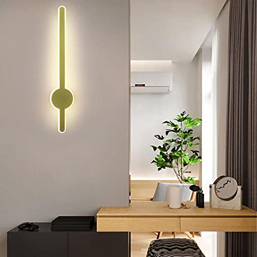 Luz Moderna De Pared Lineal Moderna, Moda Acrílica De Metal Creative Luz De Espejo Dimmable, para La Sala De Estar De Porche. Luces De Tocadoras,Oro,80CM Cover