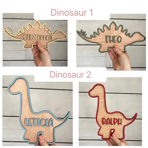 Miniatura 5 de Letrero De Puerta Personalizado Con Nombre - Letras De Dinosaurio Para Habitación Infantil - Decoración Personalizada Para Dormitorio De Niños - Regalo Para Amantes De Los Dinosaurios