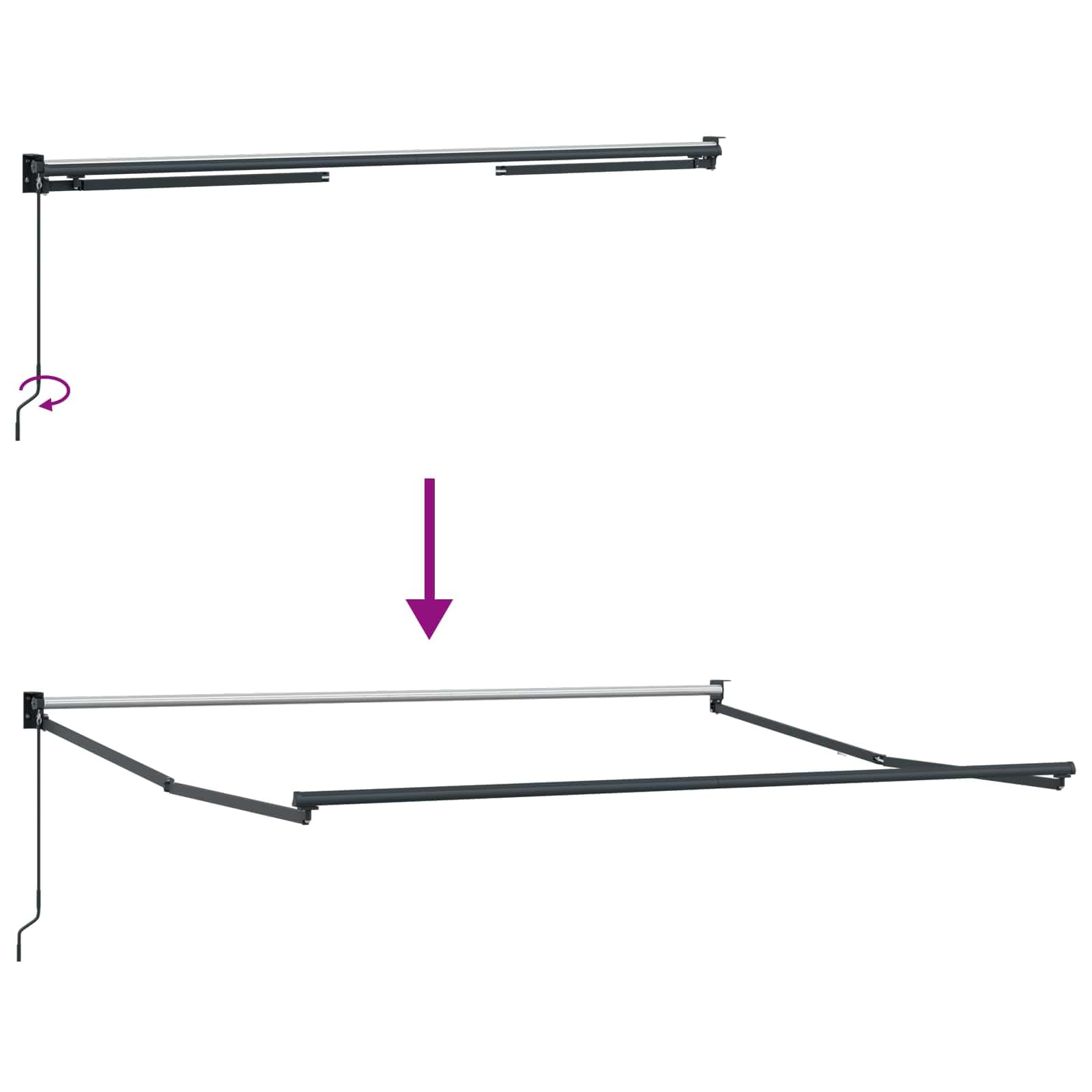 Auvent Store banne Rouge et Noir en Polyester 350 x 250 x 165 cm avec mécanisme Manuel pour terrasse Jardin pergola extérieur Protection Solaire et ombrage Polyvalent
