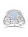 Wyyxl Fire Opal Engagement Rings 2.5 Cttw CZ Inlaid October Birthstone Double Halo Cocktail Rings for Women White Gold Plated Silver Cushion Cut Ring- Size 7