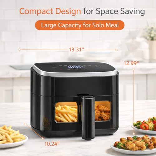 Image of Simple Deluxe 8-in-1 Air Fryer 4 Qt, Digital Preset Airfryer with Visible Window, Nonstick and Dishwasher-Safe Basket for Chips, Bake, Wings, 60-Min Timer, 1500W, Gray