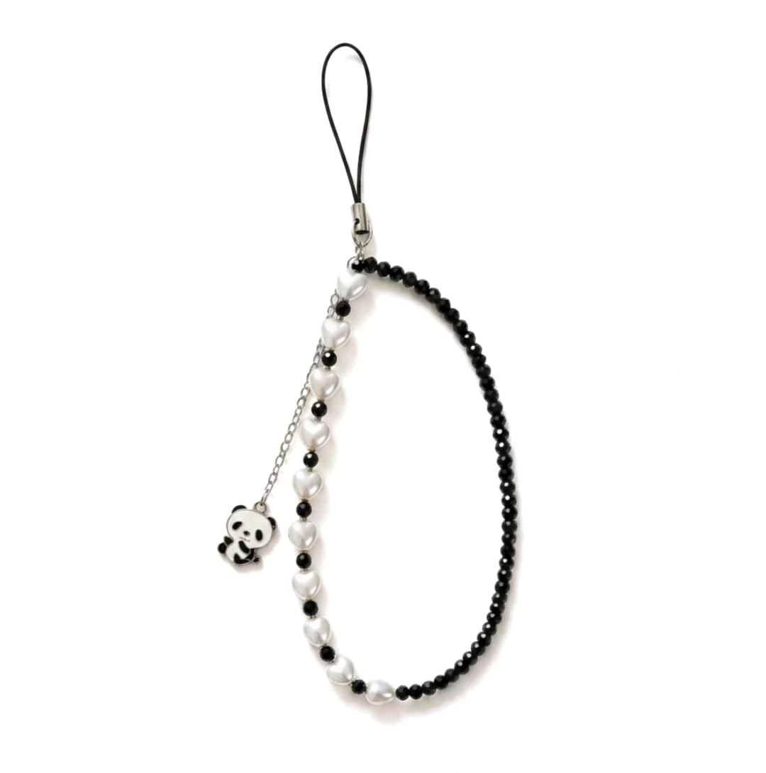 Tiptopaccessories Handcrafted Black Crystal & Heart Beads Mobile Charm with cute Panda Charm-image-29