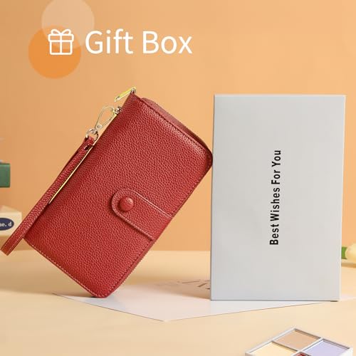 Image of Wristlet Wallets for Women RFID Blocking, Large Capacity Long Wallet Women Leather Credit Card Holder
