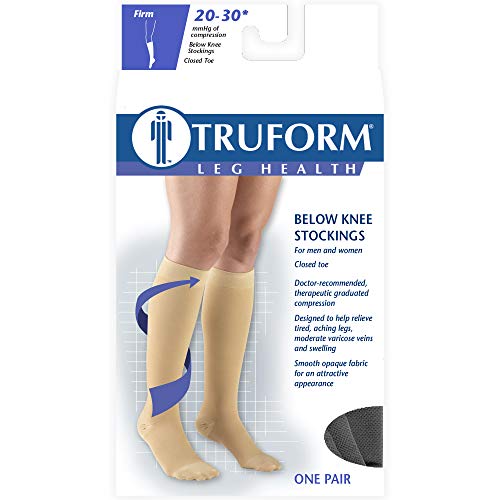 Image of Truform 20-30 mmHg Compression Stockings for Men and Women, Knee High Length, Closed Toe, Charcoal, 2X-Large (Pack of 5)