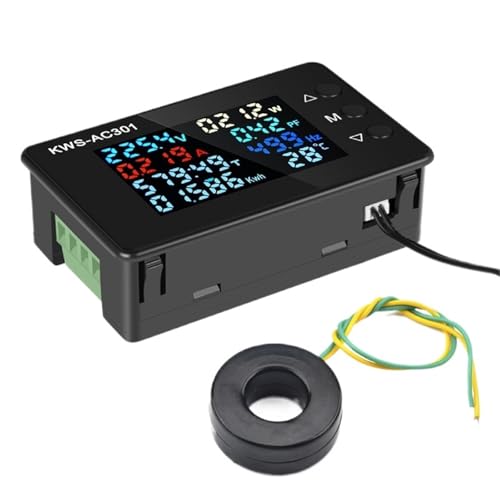 Voltímetro digital KWS-AC301 con amperímetro integrado y medidor de frecuencia para paneles CA