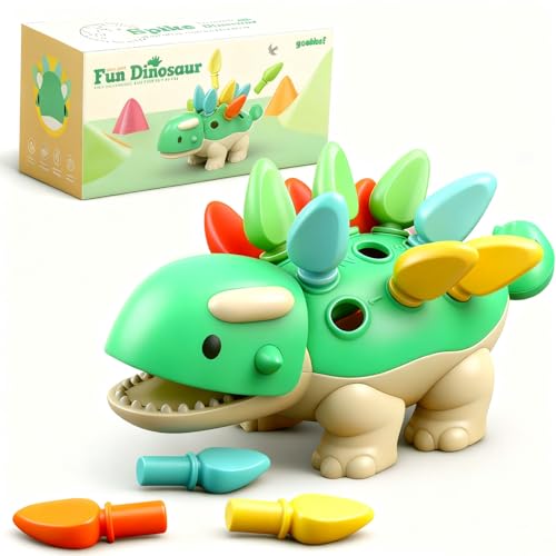 Image of Toddler Montessori Toys Baby Sensory Learning Fine Motor Skills Toy for 6 9 12 Months One Year Old Boy Girl Birthday Gift Ages 1 2 3 4 Kid Dinosaur Educational Toys Sorting Stacking Color Recognition