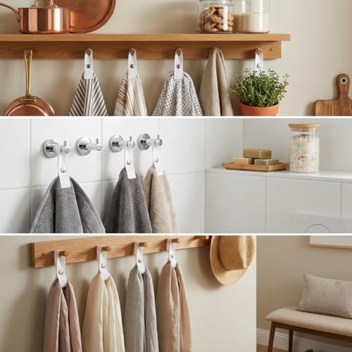 Space-Saving Hanging Towel Clips for Kitchen & Bathroom - No-Sew Tea Towel Holders with Robust Pin Button Closure, 12 Pack (White) - Image 7