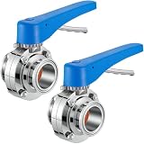 1.5 Inch Butterfly Valve Sanitary Stainless Steel 304 with Pull Handle Tri Clamp Butterfly Valve(Pack of...
