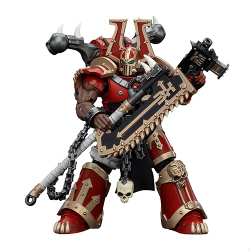 GWTCTOY JoyToy GW 40K Licencia Original 1:18 Figura de Acción, World Eaters Khorne Berzerker with Eviscerator Chainaxe, 12,6 cm Kit de construcción para figuras de acción coleccionables