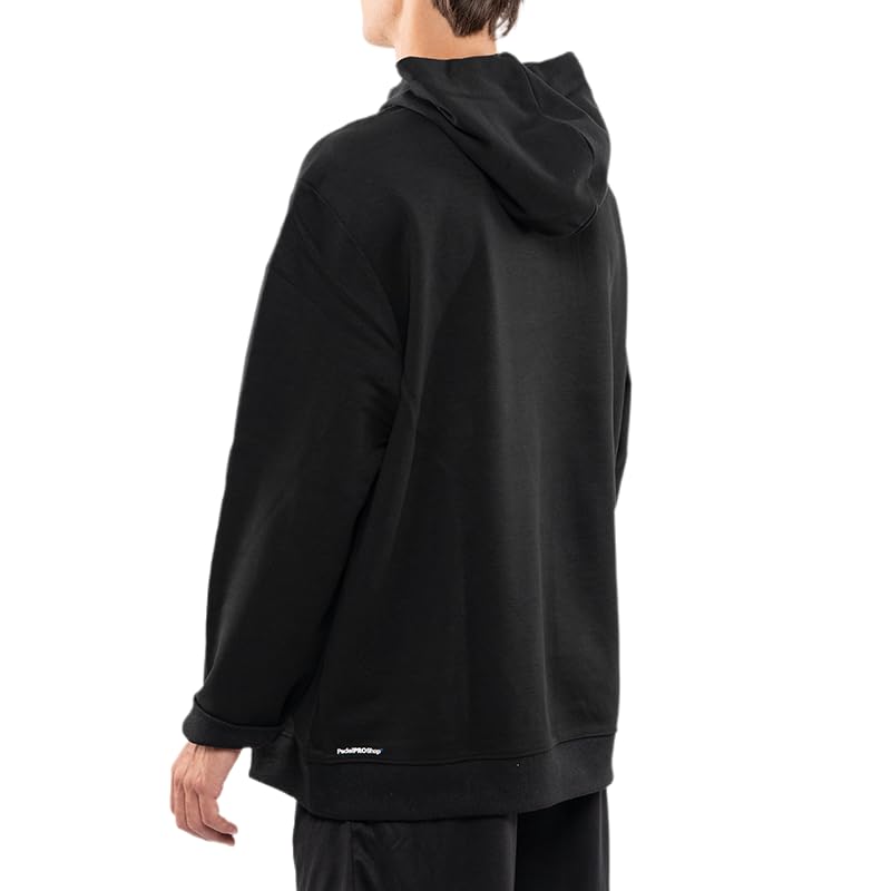 Padel Pro Shop Sudadera de Algodón Orgánico Negro con Capucha y Bolsillo, Logo en Relieve - Moderna y Única