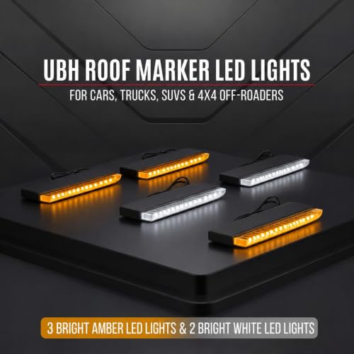 Image of UBH Roof Marker LED Lights For Cars, Trucks, Or Suv 4 X 4 Thar (UFO) ((3AMBER, 2WHITE))