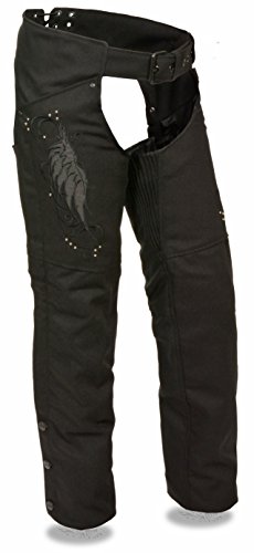 Milwaukee Leather Women's Textile Chap w/Wing & Rivet Detailing (Black, 3XS)