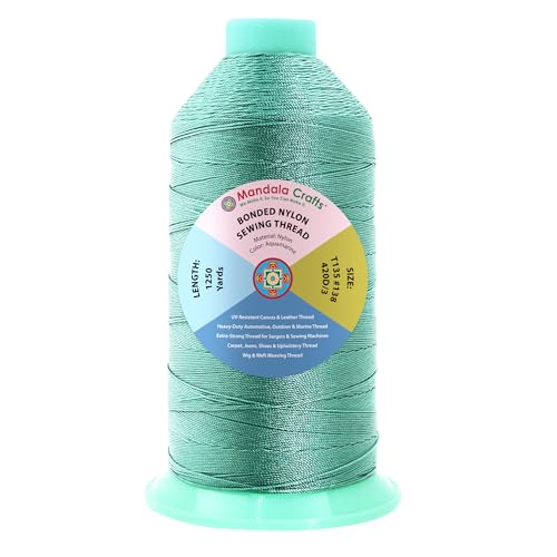 Mandala Crafts Size 138 420D T135 Aquamarine Bonded Nylon Thread, 1250 YDs