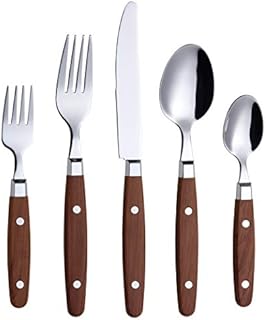 ANNOVA Silverware Set 20 Pieces Stainless Steel Cutlery Color Handle Rivet/Retro Style Flatware