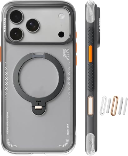 TORRAS Ostand Q3 Air for iPhone 17 Pro Max Case with 360 Magnetic Stand Fit for Magnetic Mil-Grade Drop Tested Camera Control Button Shockproof Phone Case for iPhone 17 Pro Max 6.9 Shadow Black