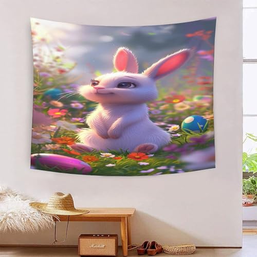 Tapisserie lapin 3D 180x230cm pour cacher les défauts d'un mur sans peindre