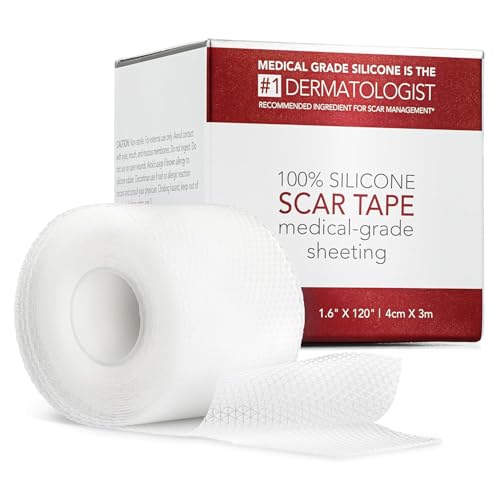 Image of Silicone Scar Sheets, Advanced Medical Silicone Scar Tape(1.6 inchx 60 inchRoll-1.5M), Professional Grade Scar Removal Strip for Surgery, Tummy, Mouth, Face, C Section, Burn, Keloid, Acne Scars etc (Clear Silicone Scar Sheets)