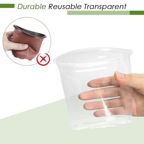 4/5/6/7 Inch Clear Nursery Pots for Plants with Sacuers 20 Pack, Plastic Flower Pots with Drainage Holes, Variety Pack Seedlings Garden Pot for Indoor Outdoor (4+5+6+7 inch) - Image 6