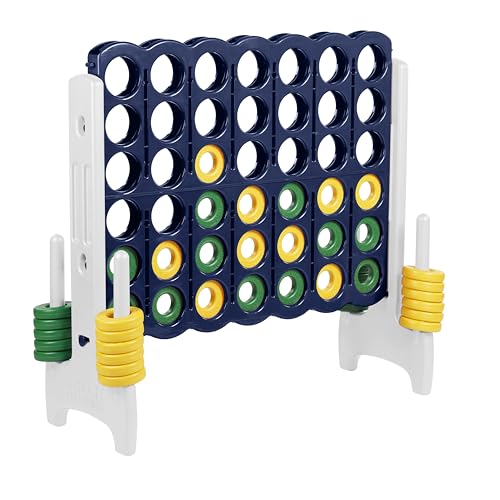 Image of ECR4Kids Jumbo 4-to-Score Giant Game with 42 Rings and Reset Sliders, Kids Games, Blue /Gold